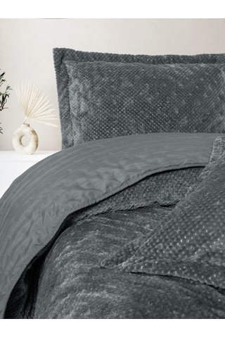 Cotton Box Softnest Çift Kişilik Yatak Örtüsü Boleta Koyu Gri Koyu Gri