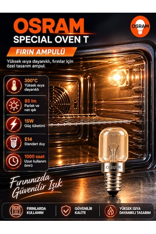 2 Li Paket 15w E14 Fırın Ampulü 300 C Isıya Dayanıklı Sarı Işık