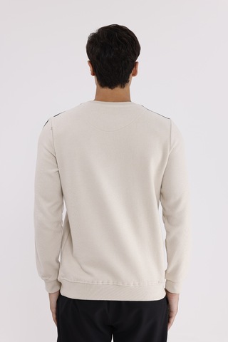 Rowinger Selanik Doku Yumuşak Tutuşlu Rahat Kalıp Yuvarlak Yaka Esnek Manşetli Sweatshirt Beıge
