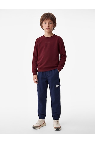 Koton Cep Detaylı Rahat Kesim Pamuklu Gabardin Jogger Pantolon Lacivert 7wkb40041tw