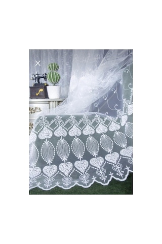 Özgün Perde 3139 Üst Kalite Sanal Nakışlı Tül Perde 1x2,5 Pile Beyaz 150 X 250 Çok Renkli