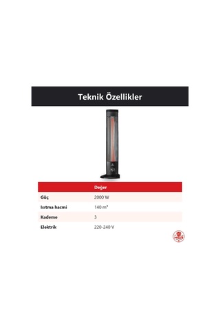 Hsr Home Living Sunrise Mecatronic Kule Tipi Dikey Elektrikli Isıtıcı 2000w 3 Kademeli Termostatlı