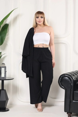 Bürümcük Kumaş Kimono Hırka Alt-üst Takım M-6xl Siyah