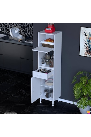 Eliusta Avelin Kapaklı Mini/midi Fırın Dolabı 50 Cm Beyaz Çok Fonksiyonlu 50x163,4x32,5 Cm Mutfak Dolabı Beyaz