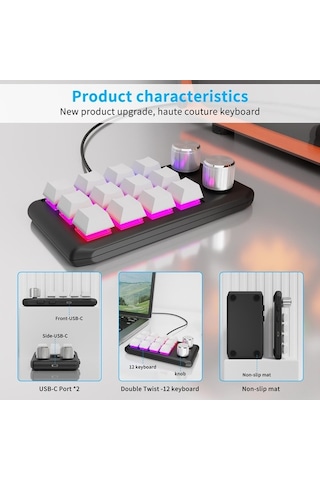 Carrier "12 Tuşlu Kablosuz Oyun Ve Tasarım Klavyesi - Kırmızı