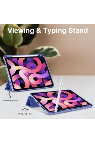 Apple Uyumlu iPad Air 11 İnç M2 2024 Kılıf Pen Slot Charging Case Kalem Bölmeli A2902 A2903 A2904 Kapaklı Kılıf