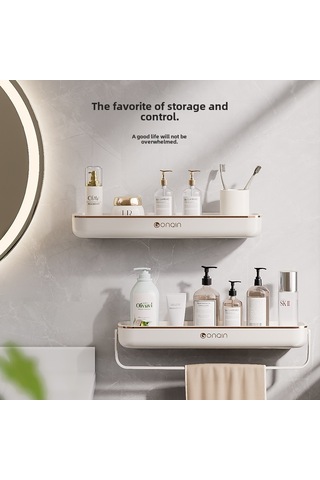 Mufunye Banyo/ Mutfak Duvarlı Raf - Delme Olmadan Monte Edilebilir - Havlu, Kozmetik Depoları - Dayanıklı Malzeme - Toplu Alışveriş Diğer