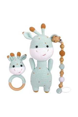 Amigurumi Zürafa Kapi Set - Mavi - Anatoya
