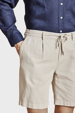 Brooks Brothers Pamuk Ve Keten Karışımlı Bağcıklı Şort Erkek Şort Bbss26mso003164 Taş