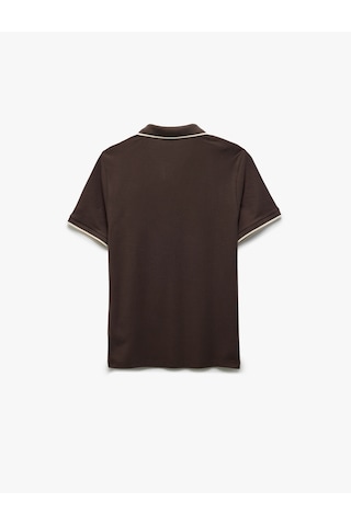 Koton Kontrast Detaylı Pamuklu Kısa Kollu Slim Fit Polo Yaka Tişört Kahverengi 5sam10091mk Kahve Kahverengi