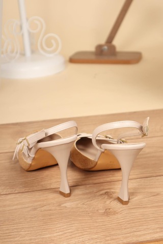 Birikon Garnili Hasır Stiletto Ten-ten Ten
