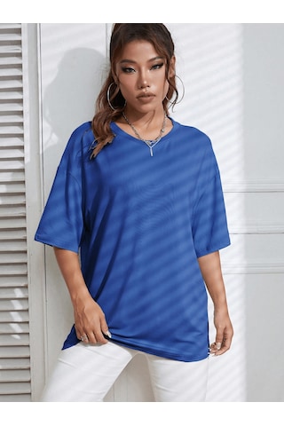 Van Gogh Baskılı Oversize Tshirt Mavi