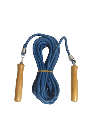 7 Metre Mavi Deri Ayarlanabilir Atlama İpi - Fitness - Crossfit- Rope - Sağlık - Egzersiz - Spor