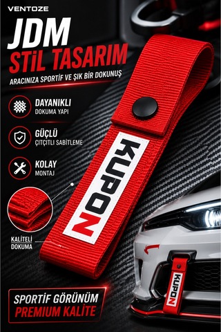 Kupon Çeki İpi Kırmızı Yarış Tarzı Tow Strap Modifiye Aksesuarı 4x20 Cm