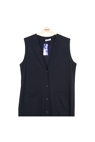 Hesna Kadın Buğra Uzun Lacivert Yelek Lacivert