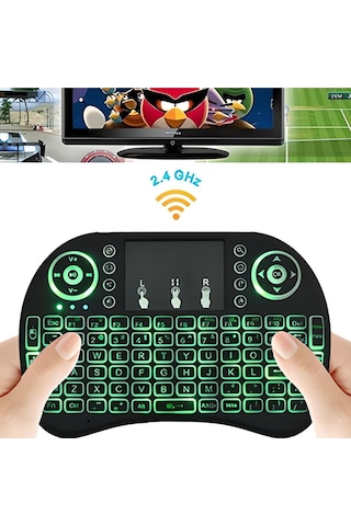 Smart TV - TV Box Kablosuz Dokunmatik Işıklı Q Klavye - Wireless