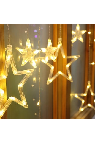 138 Led Sarı Yılbaşı Yıldızlı Işık Usb'li 3 Metre