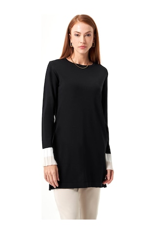 Mizalle Kol Piliseli Rayon Triko Siyah-taş Tunik Siyah - Taş Rengi