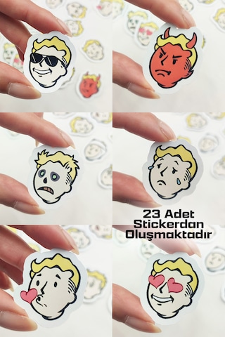 Fallout Vault-boy Sticker Paketi 23 Parça Yapışkanlı Etiket Seti Çok Renkli