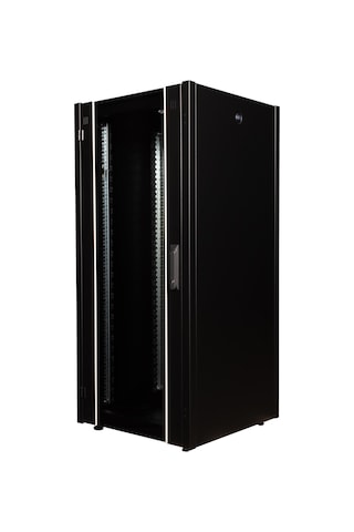 Lande Demonte 26u 600x600 Hyperline Dikili Tip Rack Kabinet Siyah Ön Cam Kapak / Tekerlekli