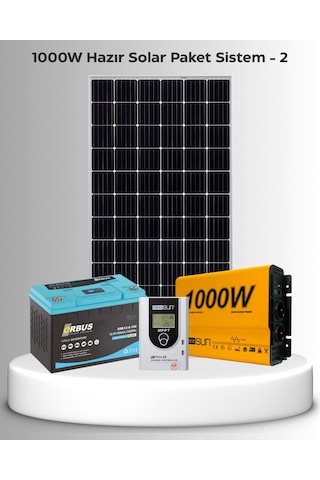1000w Hazır Solar Paket - 2 Tam Sinüs Off-grid Güneş Enerji Sistemi
