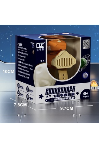 Cbtx Çocuk Uzay Gemisi Karikatürlü Fan Projeksiyon Bladeless Bilek Fanı Turuncu