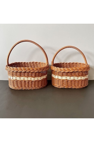 Besthome1 30x20x15 Cm Büyük Boy Pratik Taşınabilir Plastik Wicker Sepet, Bebe Gerekleri İçin İdeal Piknik, Hediye Sepeti + Laci