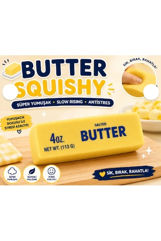 Squishy Butter Yumuşak Stres Oyuncağı Sukuşi Butter Yumuşak Slow Rising Stres Oyuncağı Sarı