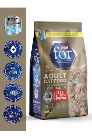 Postbiyotikli Dengeli Formül Biftekli Yetişkin Kedi Kuru Maması - 1.5 Kg