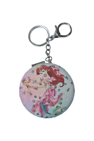 Gigi Panda Anahtarlıklı Deniz Kızı Desenli Katlanır Makyaj Aynası Pembe