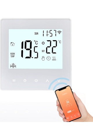 Hfambition Wifi Akıllı Dokunmatik Termostat, Tuya Uygulaması İle Kontrol, Beyaz Işık, 3a Su Isıtma, Sıcaklık Regülatörü 5-90 C