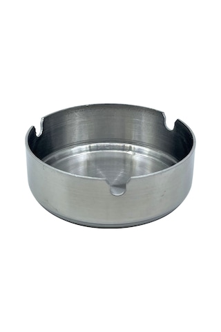 Paslanmaz Çelik Yuvarlak Metal Küllük - Lüks Fırçalanmış Tasarım 8 Cm