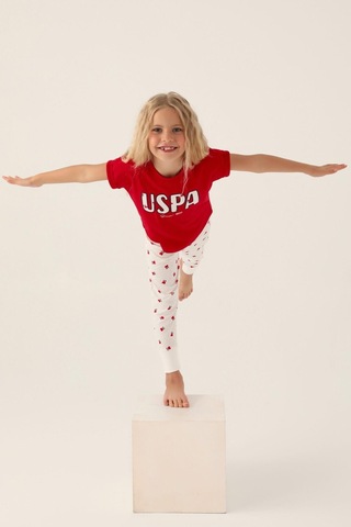 U.s. Polo Assn. 1834 Lisanslı Text Printed Kız Çocuk Pijama Takımı 001