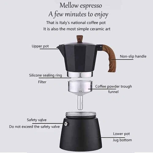 300ml Moka Pot Alüminyum İtalyan Espresso Kahve Makinesi Latte Percolator Soba Kahve Pot Ev Açık Stopetop Mocha Pot Kahve Tencere