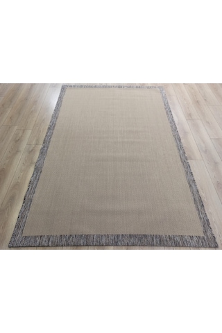 Çam Halı Sisal 9709 Bej / Gri Bordürlü Jüt Sisal Kilim - 80x300