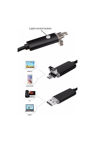 10 Metre 2 In 1 Micro Usb Yılan Endoskop Kamera Sert Kablolu (392947255)