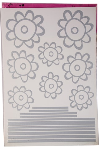 Sıa Duvar Süsü Sticker Gri Papatyalı Şeffaf Filmli Pvc