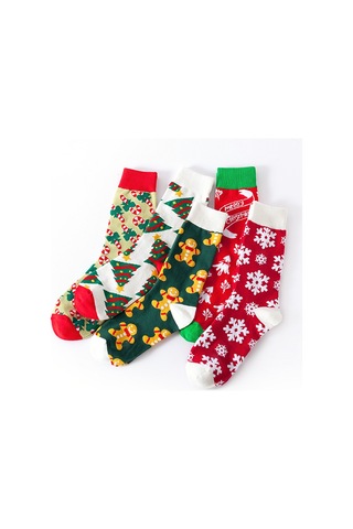 Erkek, Kadın Ve Çocuklara Özel Ağaç Ve Kar Tanesi Desenli Midi Yılbaşı Çorapları.