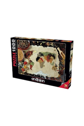 Anatolian 1000 Parça Puzzle Baharatlı Dünya Haritası (Herbal Worl