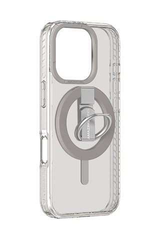 İphone 16 Pro Uyumlu Kılıf Magsafe Şarj Özellikli Yüzük Standlı Amazingthing Titan Pro Serisi Kapak Gri