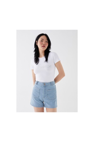 LC Waikiki Alıta Cıty Farkıyla Lcw Jeans İndigo Denim Düz Standart & Regular Kadın Jean Şort İndigo - 925403567 İndigo