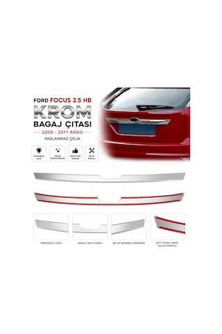 Ford Focus 2.5 Hb Krom Bagaj Çıtası 2008 - 2011 Arası Paslanmaz Çelik Frdfc25krmbç00001