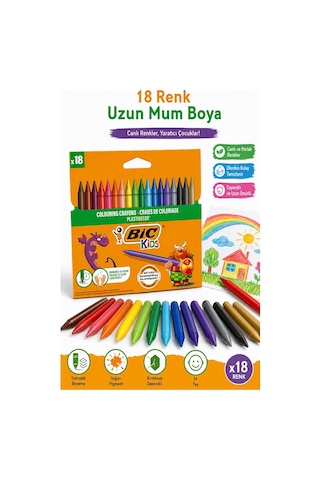 Mum Boya 18 Li 1 Paket Bic 18 Renk Mumboya Elleri Kirletmeyen Yıkanabilir Silinebilir Karton Kutu Plastidecor Çok Renkli