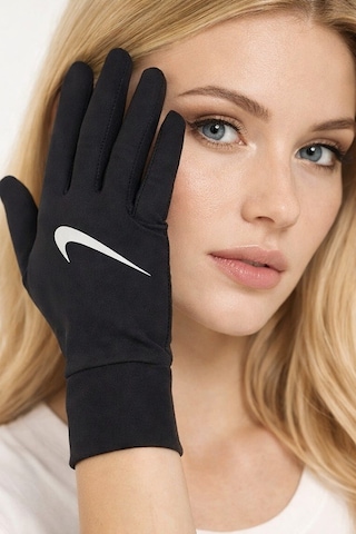 Nike Dry Lightweight Womens Gloves Reflektörlü Dokunmatik Uyumlu Spor Eldiveni Siyah Siyah