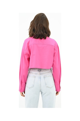 Koza Butik Kadın Crop Cep Detaylı Gömlek 1672-24 001