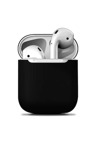 Apple AirPods Uyumlu Kılıf Zore Airbag 13 Silikon Siyah