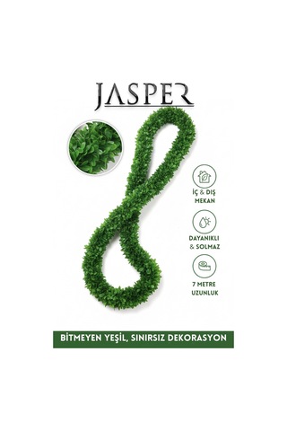 Jasper Dekoratif Yapraklı Tel 7 Metre Süs Çiçek Dış Mekan İç Mekan Doğalgaz Borusu Süsü