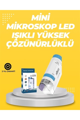 Taşınabilir Led Işıklı Cep Mikroskop 80x 200x Büyütme