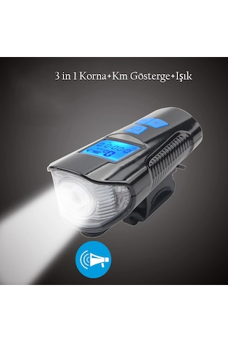 Techtic Lcd Hız Göstergeli Su Geçirmez 1500mah Kornalı Bisiklet Mavi - Siyah