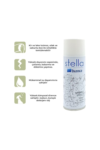 Stella İnce Mermer Efekt Sprey Boya Beyaz 200 Ml BEYAZ
